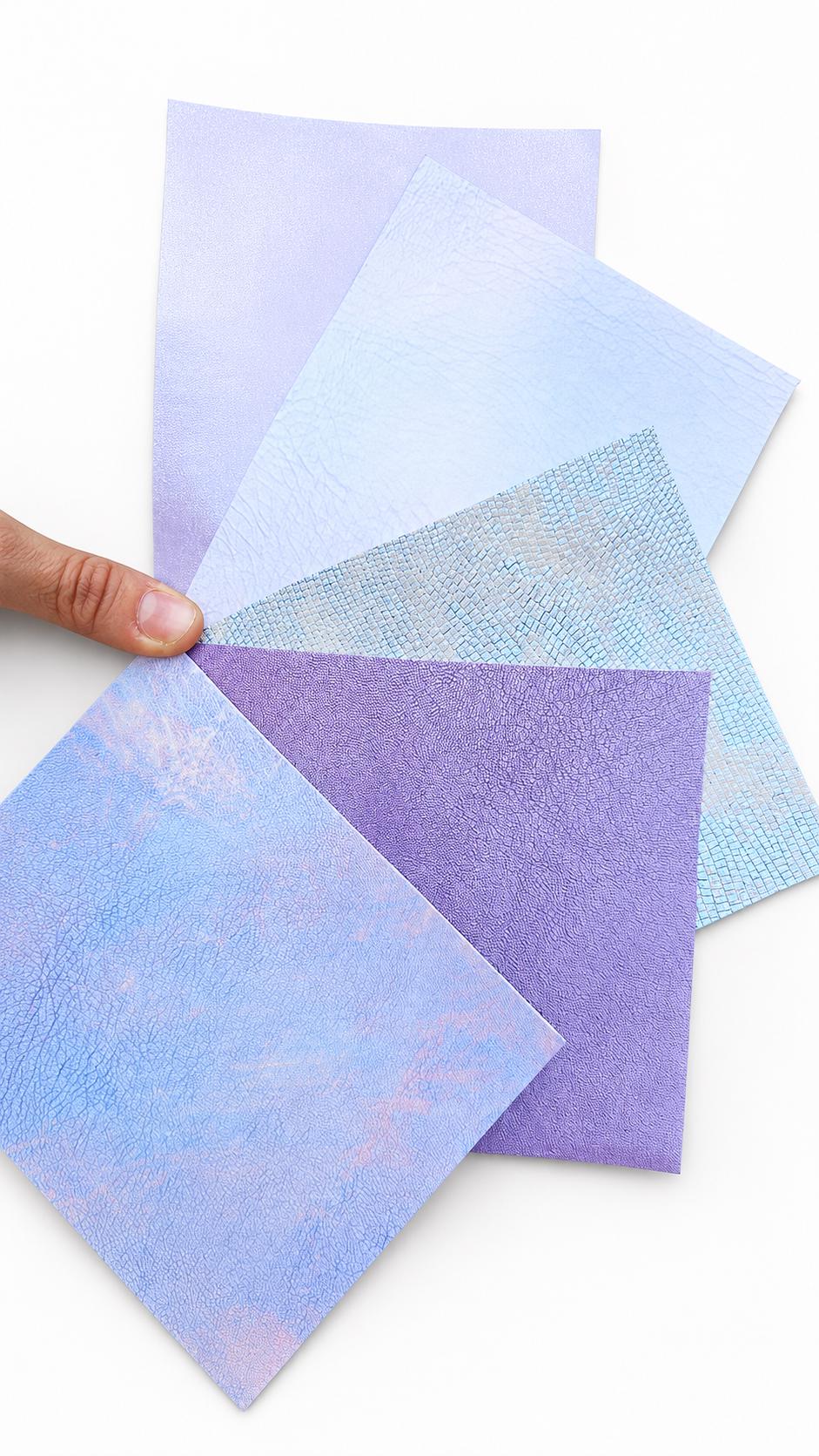 Pastel and Iridescent Leather Scraps, Lilac Pearl and Holographic Offcuts, Shimmer Metallic Leather Pieces RT331 La Garzarara