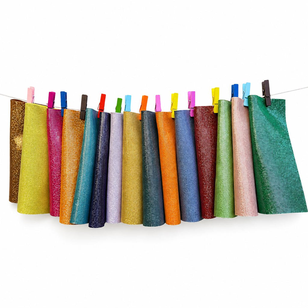 Iridescent Textured Leather Scraps, Pearlescent Metallic Offcuts, Colorful Shimmer Leather Pieces 6x5" / 15x12 cm RT93/B