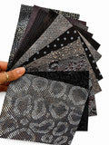 Dark Brown Leather Offcuts, Printed Patterned Remnants, Metallic Textured Craft Pieces in Chocolate and Espresso Tones RT46/B La Garzarara