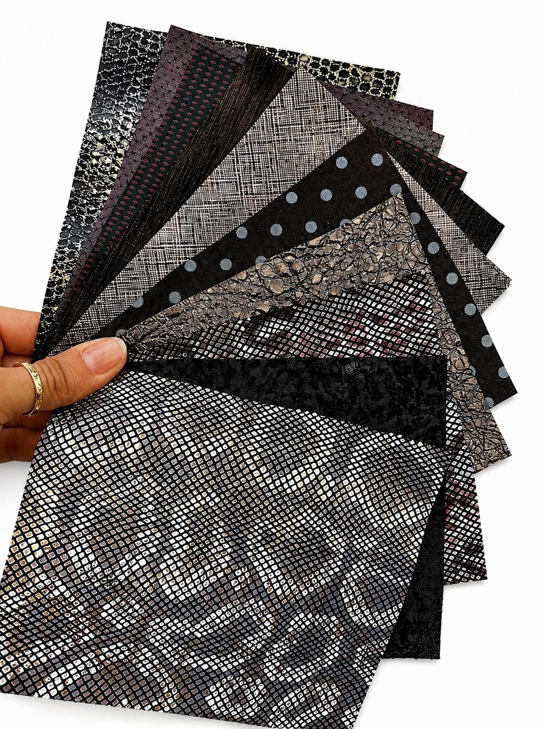 Dark Brown Leather Offcuts, Printed Patterned Remnants, Metallic Textured Craft Pieces in Chocolate and Espresso Tones RT46/B La Garzarara