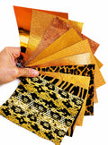Yellow and Orange Leather Scraps, Ochre and Mustard Offcuts, Warm Tone Leather Pieces for Crafts RT219