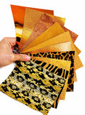 Yellow and Orange Leather Scraps, Ochre and Mustard Offcuts, Warm Tone Leather Pieces for Crafts RT219