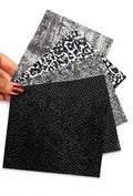 Black and Silver Leather Scraps, Patterned Leather Offcuts, Mixed Texture Craft Leather Pieces RT230 La Garzarara