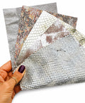 Silver Leather Remnants, Metallic Snake Print Scraps, Textured Genuine Leather for DIY and Jewelry RT228