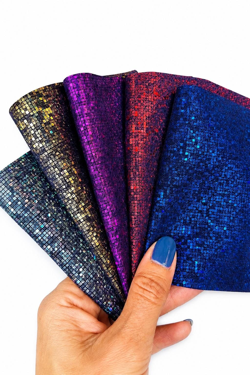 Metallic Pixel Leather Scraps, Micro Geometric Laminated Pieces, Colorful Leather Offcuts for Jewelry RT16 La Garzarara