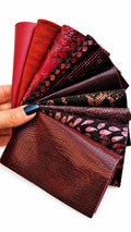 Burgundy Leather Scraps, Red Black Bronze Leather Offcuts, Reptile Metallic Pieces for Earrings and Crafts R100 La Garzarara