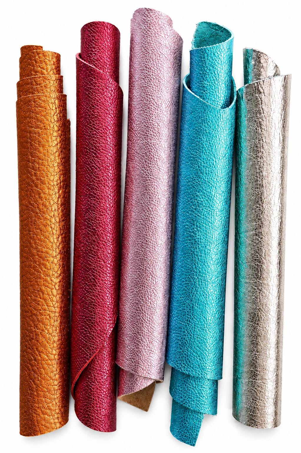 Pebbled Metallic Leather Scrap Pack, 5 Grained Foil Pieces, Colorful Shimmer Offcuts for DIY and Jewelry RT130 La Garzarara