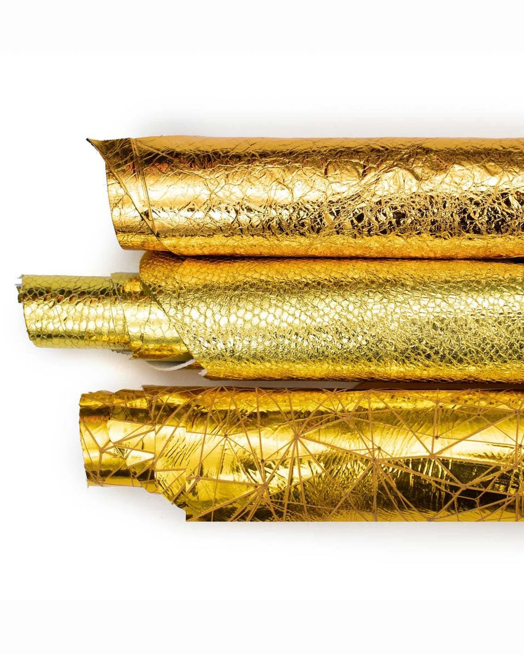 Bundle of 3 yellow GOLD leather skins, metallic embossed goatskins, soft materials assorted as per picture B18990-MT(st) La Garzarara