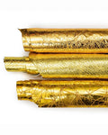 Bundle of 3 yellow GOLD leather skins, metallic embossed goatskins, soft materials assorted as per picture B18990-MT(st) La Garzarara