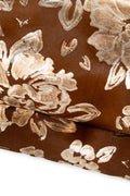 FLORAL textured hair on leather hide, light gold flower print on brown PONY calfskin, soft hairy cowhide for crafters B19690-CV LaGarzarara