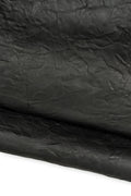 Black MATT leather skin, sporty soft WRINKLED goatskin, shrunken material 1.2 - 1.4 mm for crafting creations B19702-TB La Garzarara