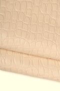 Cream CROCODILE printed leather hide, GLOSSY soft embossed cowhide, semi stiff calfskin 1.1 - 1.3 mm for crafters B19611-ST La Garzarara