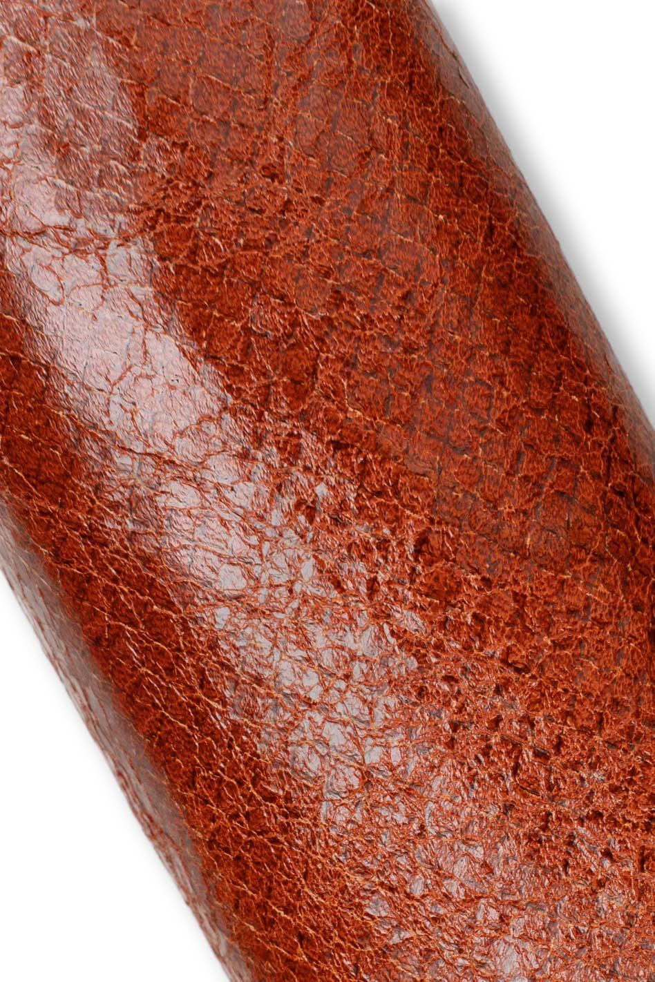 Red glossy REPTILE printed leather skin, soft AGED distressed goatskin, python snake textured hide for hobbyists B19684-ST La Garzarara