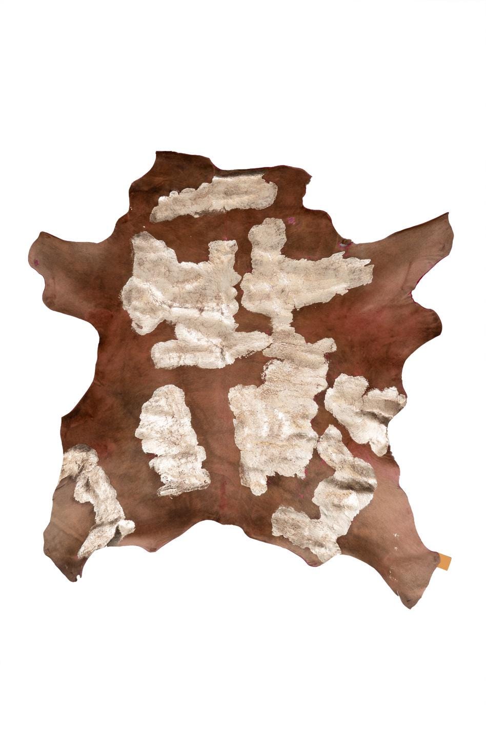 COW textured PONY hair leather, light gold animal print on brown hair on leather calfskin, soft hairy cowhide B19690-CV La Garzarara