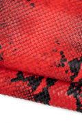 Red - black PYTHON leather hide, snake printed GLOSSY calfskin, reptile textured soft cowhide, 0.7 - 0.9 mm B19622-ST La Garzarara