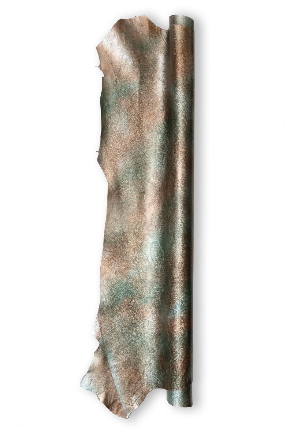 Pack of 3 light BLUE - turquoise leather skins, smooth METALLIC and textured goatskins, soft bright materials B19508-MT(st) La Garzarara