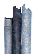Set of 3 grey - blue leather skins, assortment of METALLIC PRINTED hand painted goatskins as per picture B19541-MT(st) LaGarzarara