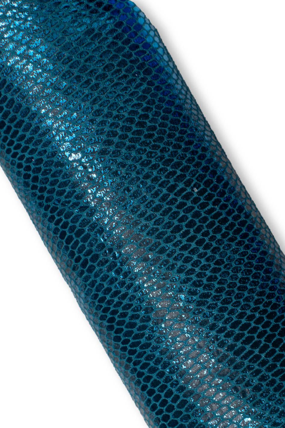 Set of 3 blue leather skins, METALLIC PRINTED goatskins, smooth reptile and polka dots pattern, as per pictures B19526-MT(st) La Garzarara