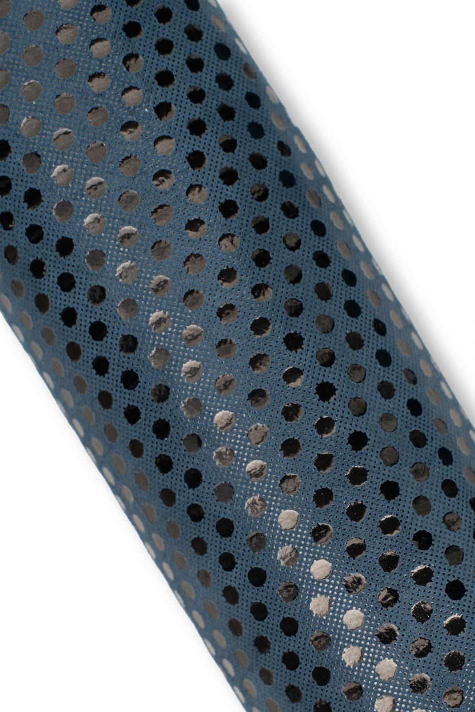 Set of 3 blue leather skins, METALLIC PRINTED goatskins, smooth reptile and polka dots pattern, as per pictures B19526-MT(st) La Garzarara