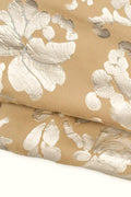FLORAL textured hair on leather hide, light gold flower print on beige PONY calfskin, soft hairy cowhide for crafters B19689-CV LaGarzarara