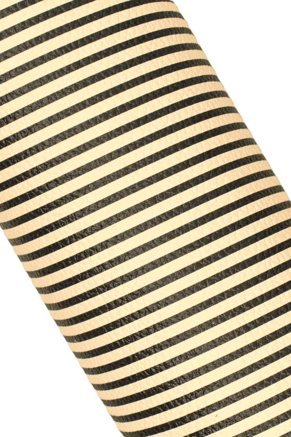 Black - white STRIPED leather hide, textured MATT cowhide, sporty calfskin for diy projects, standard temper B18807-ST La Garzarara