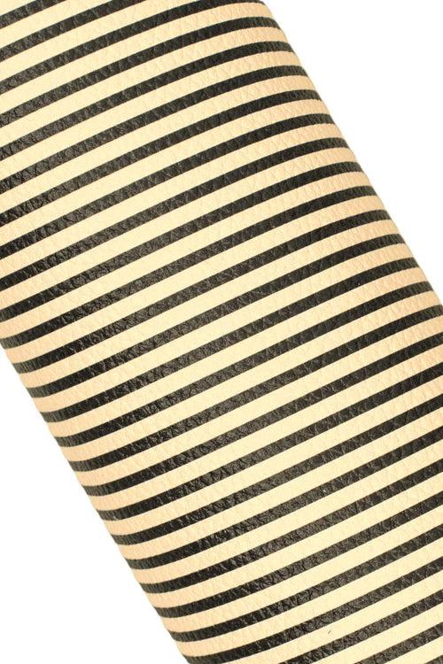 Black - white STRIPED leather hide, textured MATT cowhide, sporty calfskin for diy projects, standard temper B18807-ST La Garzarara