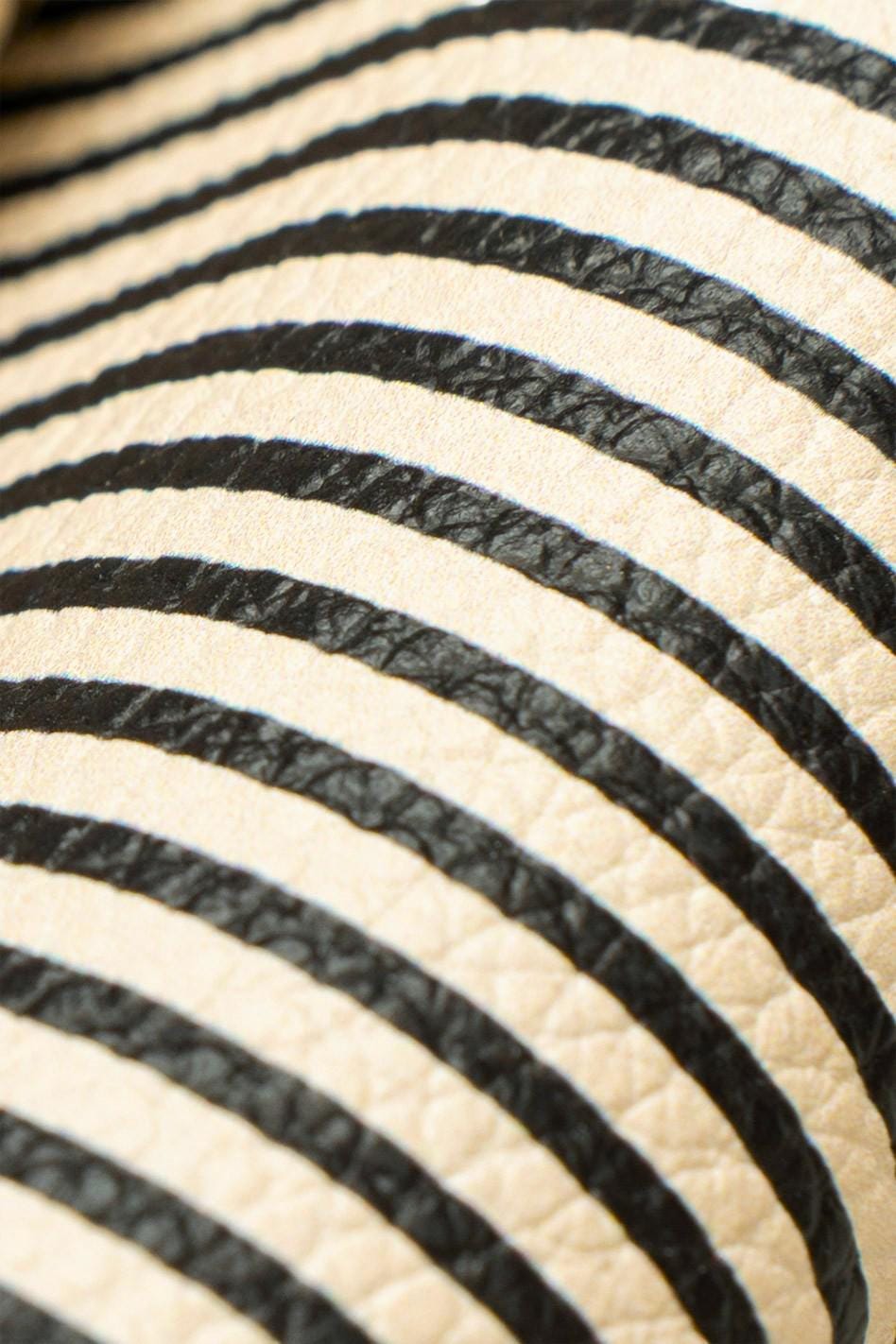 Black - white STRIPED leather hide, textured MATT cowhide, sporty calfskin for diy projects, standard temper B18807-ST La Garzarara