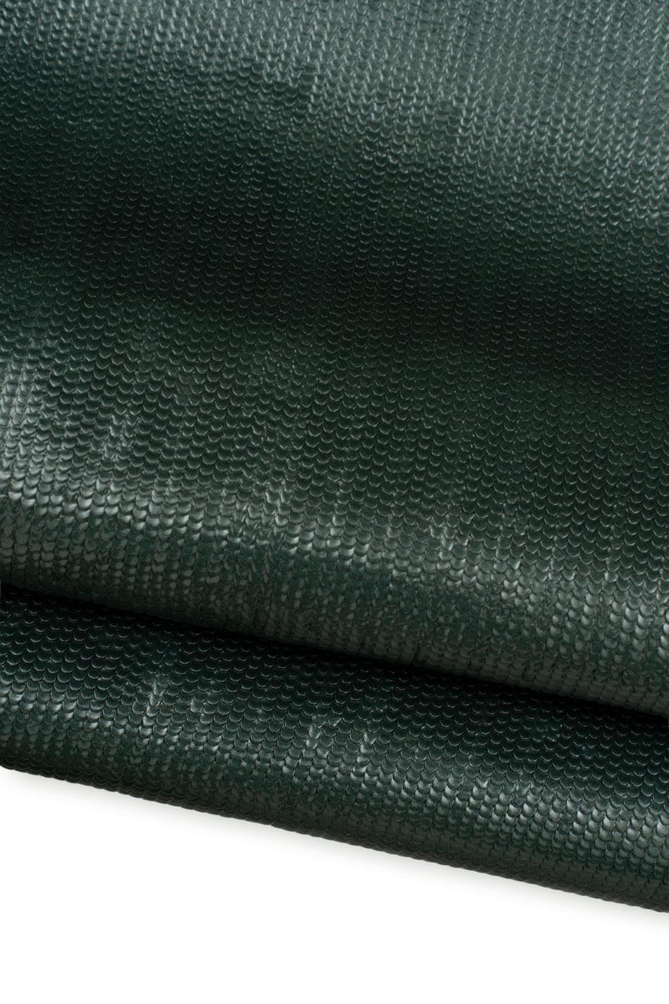 Dark green SNAKE leather skin, reptile ENGRAVED patent goatskin, glossy soft printed hide B19697-ST La Garzarara
