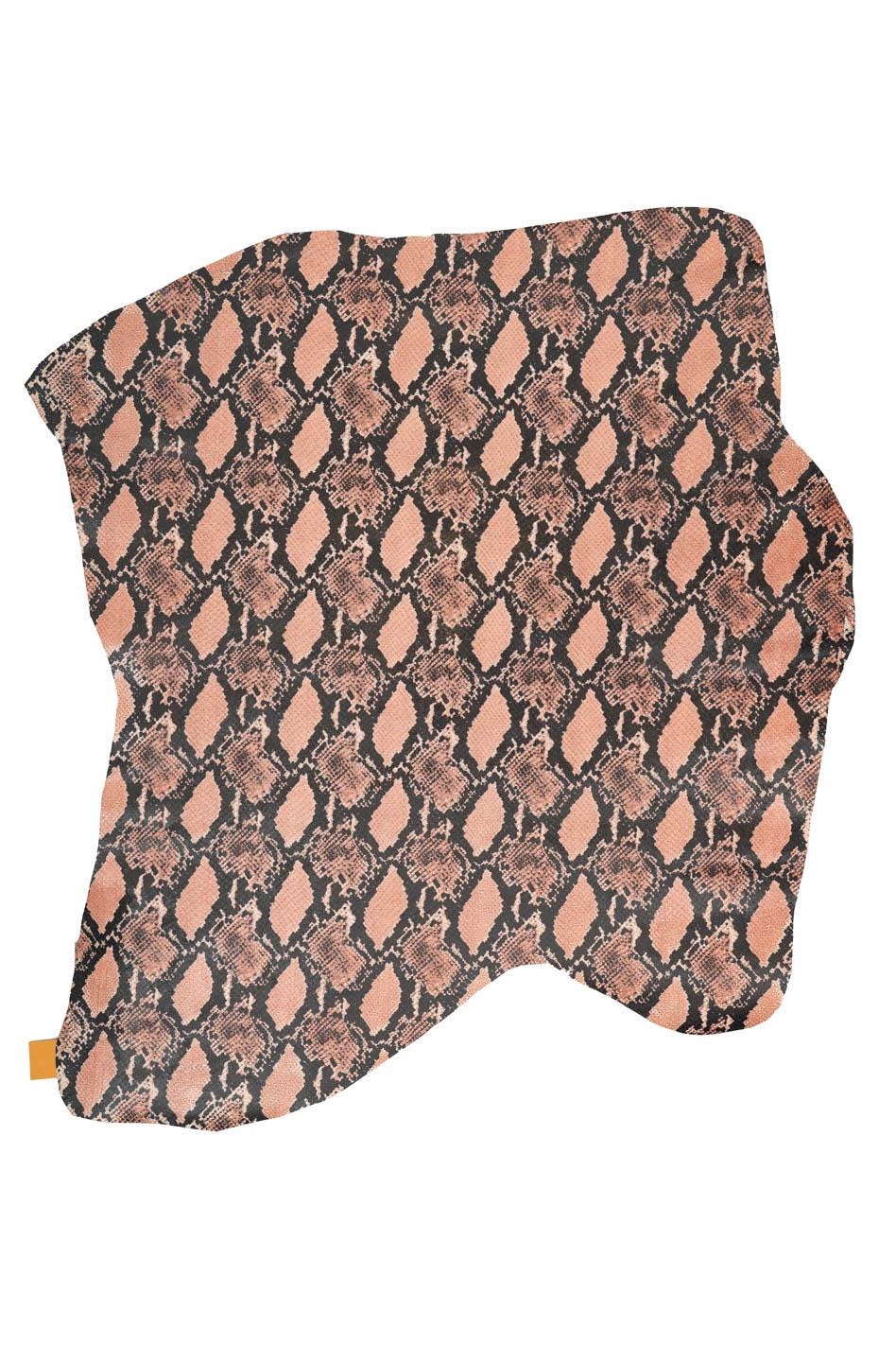 Pink - black textured PYTHON leather skin, classic MATT snake printed goatskin for bags and purses B19660-ST La Garzarara