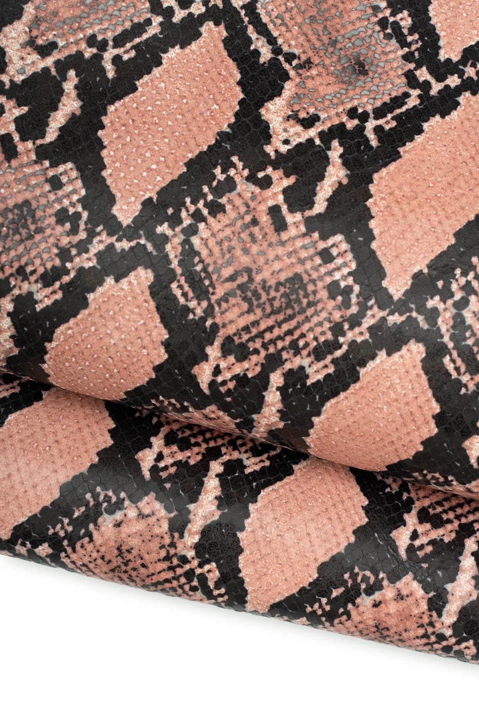Pink - black textured PYTHON leather skin, classic MATT snake printed goatskin for bags and purses B19660-ST La Garzarara