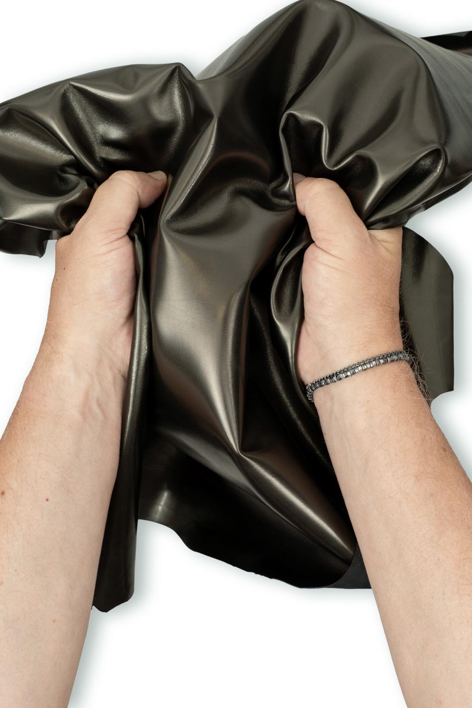 Gunmetal SMOOTH leather skin, METALLIC soft goatskin, bright sparkle material for diy projects B19575-MT La Garzarara