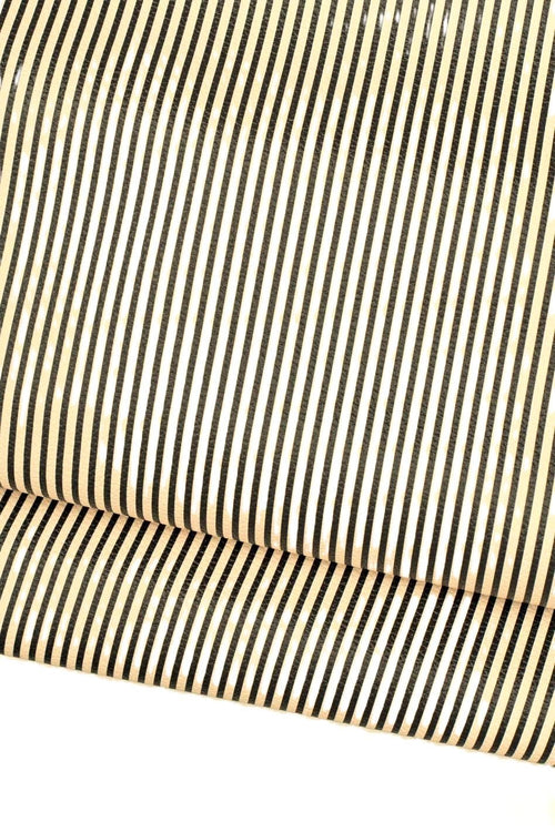 Black - white STRIPED leather hide, textured MATT cowhide, sporty calfskin for diy projects, standard temper B18807-ST La Garzarara