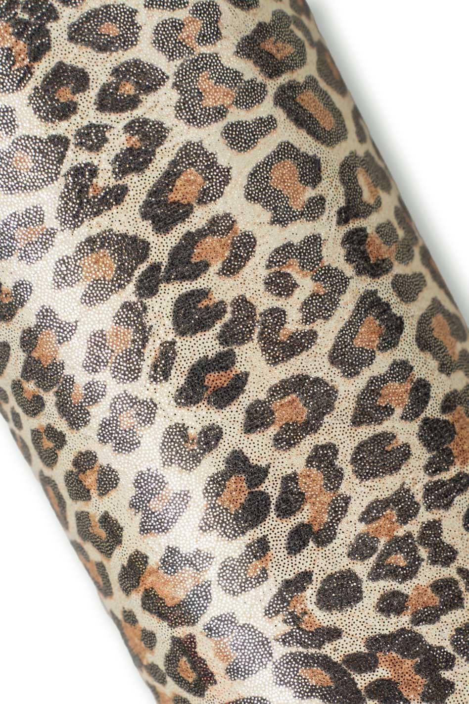 LEOPARD printed suede leather skin, METALLIC cheetah textured goatskin, bright soft hide for hobbyists B19736-MT(st) La Garzarara