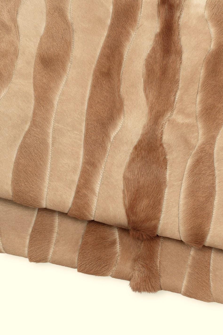 Beige/brown printed HAIR on LEATHER hide, luxurious soft pony cowhide for hobbyists B19692-CV La Garzarara