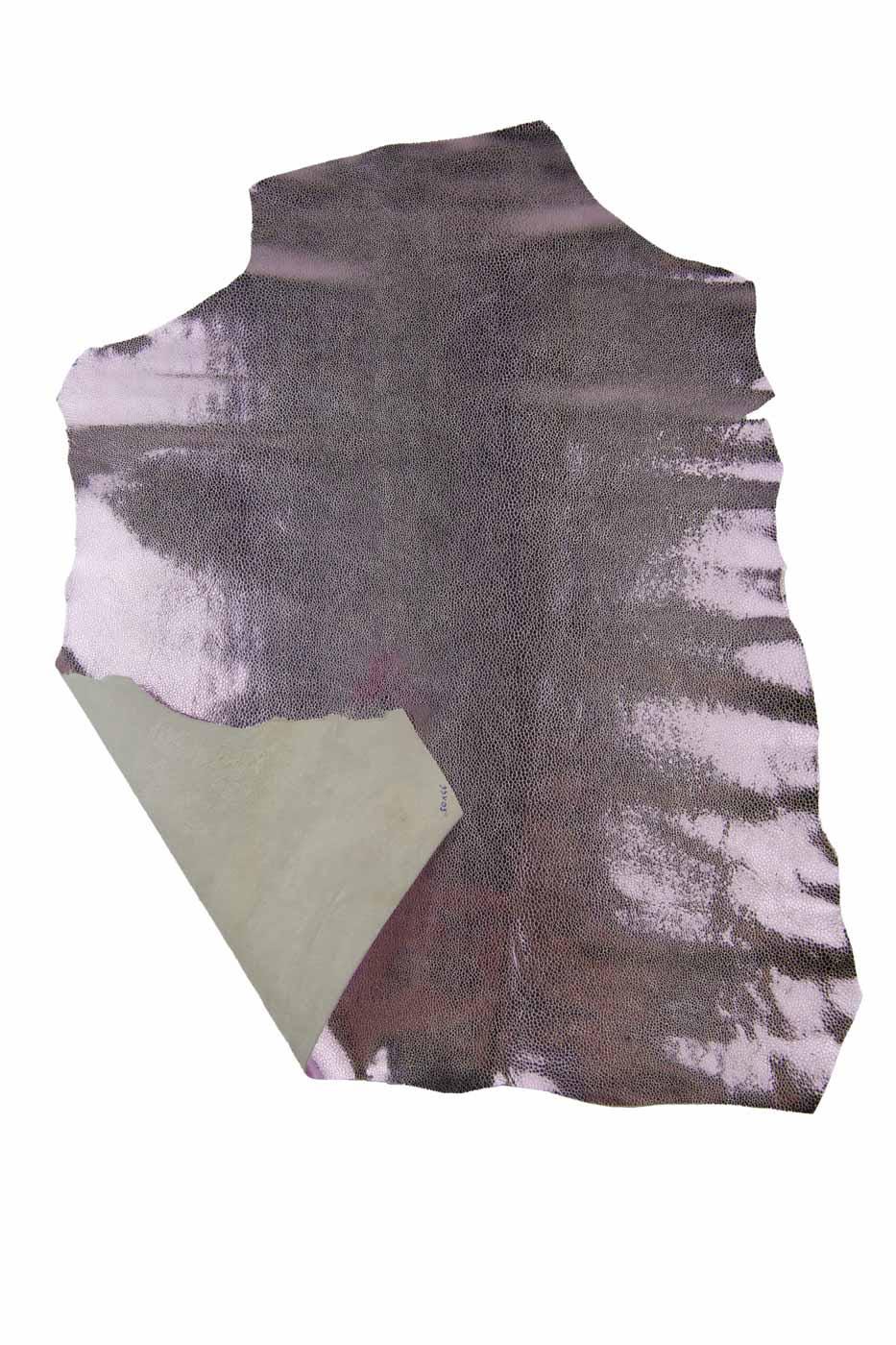 Lilac METALLIC leather skin, RAY printed bright goatskin, soft sparkle material for diy projects B19433-MT(st) La Garzarara