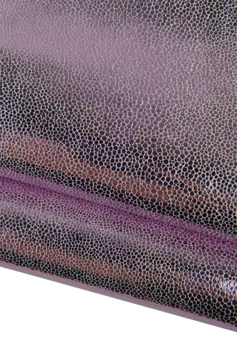 Lilac METALLIC leather skin, RAY printed bright goatskin, soft sparkle material for diy projects B19433-MT(st) La Garzarara