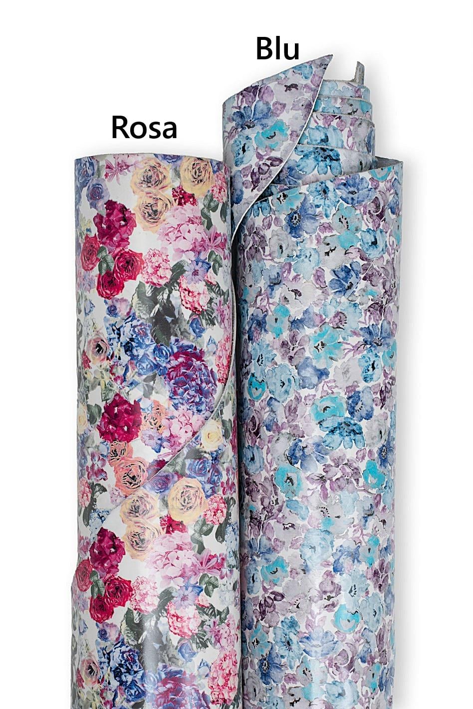 FLORAL printed PATENT leather hide, flower pattern on glossy soft cowhide, ideal for hobbyists B19402-ST La Garzarara