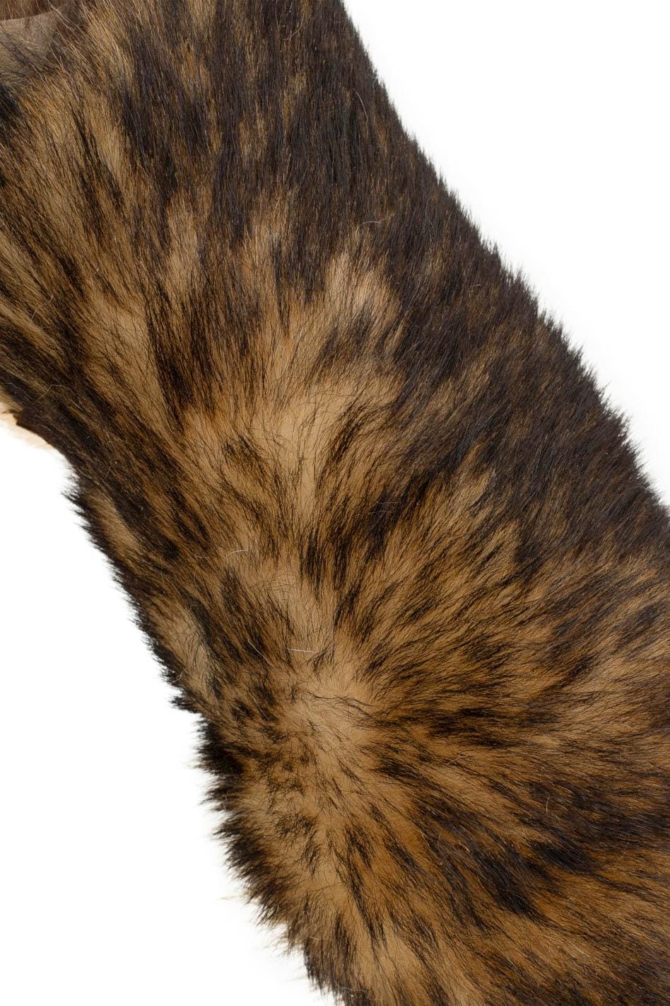 Brown- beige shaded SHEARLING leather - wool-on sheepskin - hairy SHEEPSKIN, soft leather - straight long hair B19633-MNT LaGarzarara