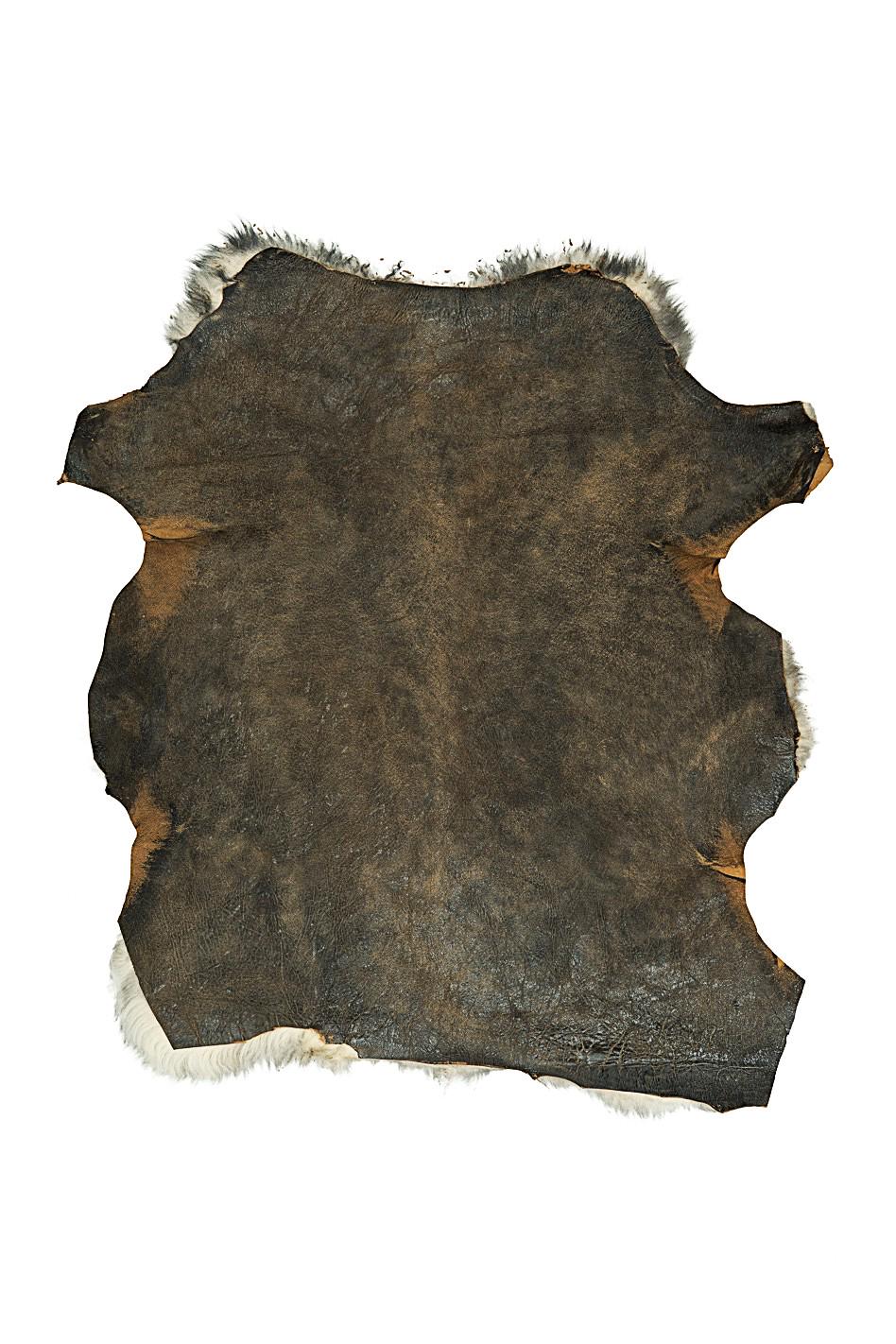 Grey/white SHEARLING hairy SHEEPSKIN, wool-on leather - , soft material - straight long hair B19634-MNT La Garzarara
