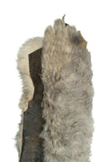 Grey/white SHEARLING hairy SHEEPSKIN, wool-on leather - , soft material - straight long hair B19634-MNT La Garzarara