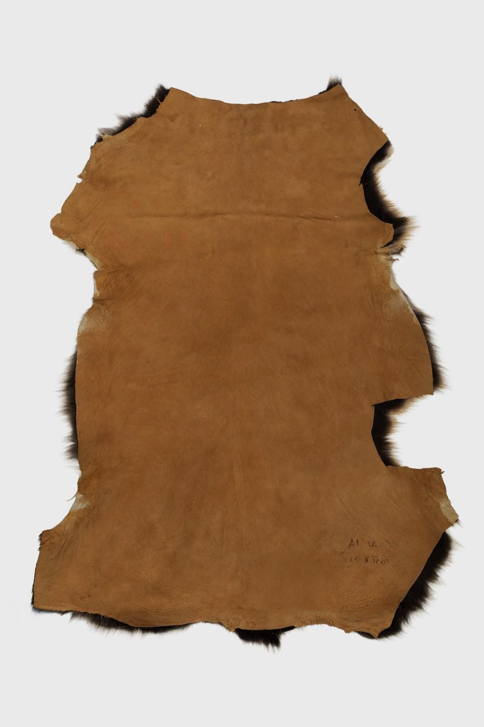 Brown/ beige shaded natural WOOL leather - SHEARLING hairy sheepskin, straight hair , soft material for boots B19641-MNT La Garzarara