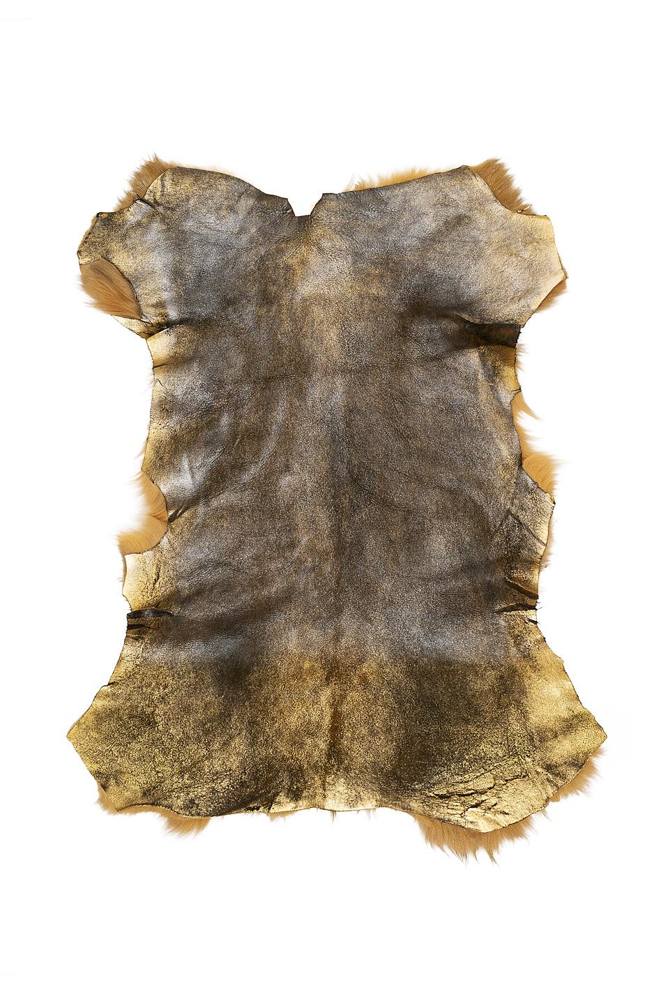 Beige DOUBLE FACE shearling, plush hairy sheepskin, back skin in gold metallic leather B19638-MNT La Garzarara