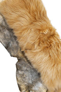 Beige DOUBLE FACE shearling, plush hairy sheepskin, back skin in gold metallic leather B19638-MNT La Garzarara