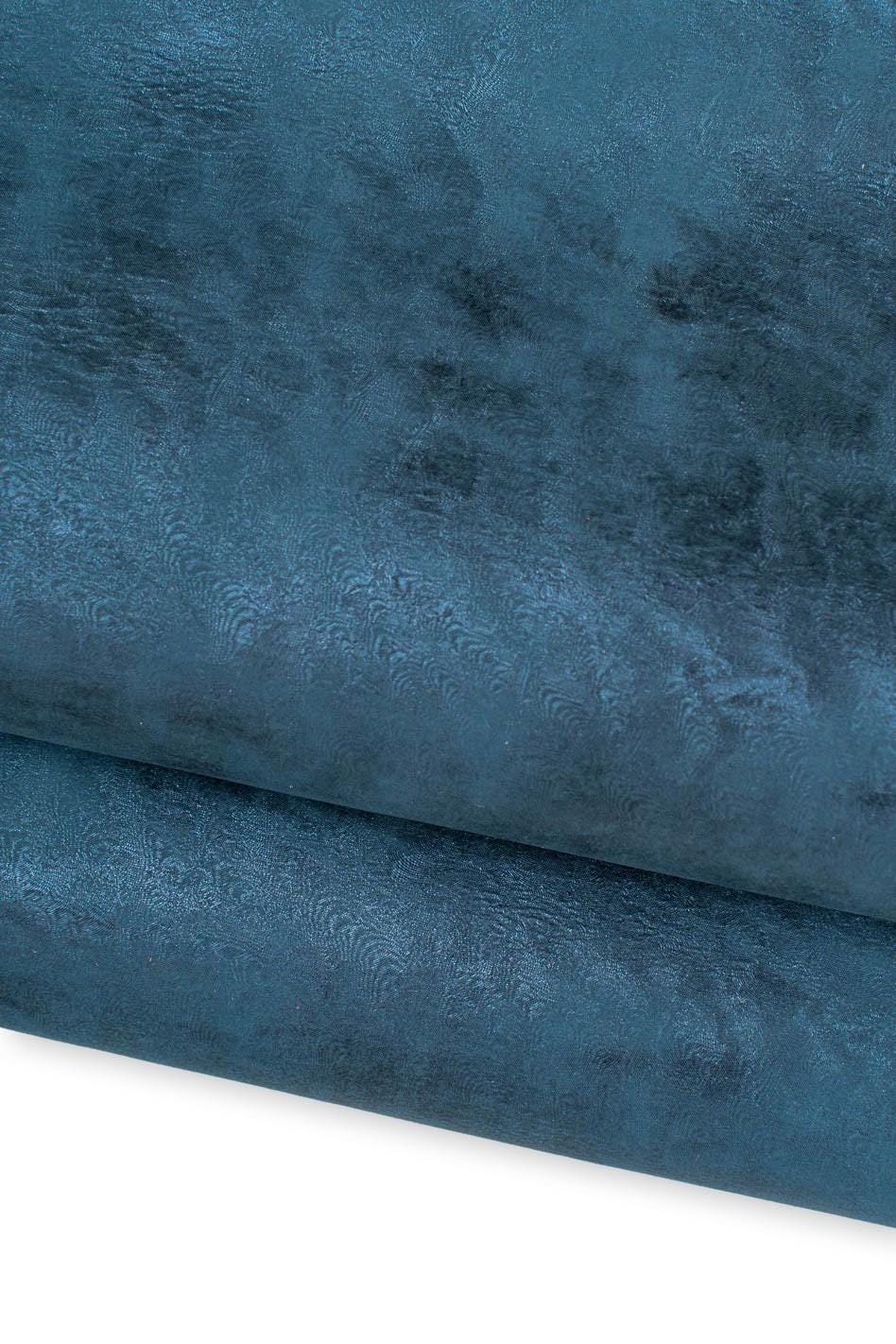 Blue METALLIC suede leather skin, GLITTERED shaded soft goatskin, top quality hide for hobbyists B19569-MT La Garzarara