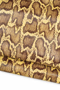 Yellow PYTHON printed leather hide, reptile pattern on LGLOSSY cowhide, animal textured calfskin B19624-ST La Garzarara