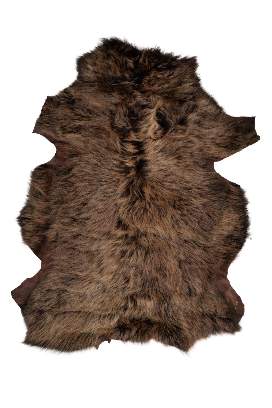 Dark brown natural WOOL leather skin, double face SHEARLING with back skin in dark brown glossy leather B19628-MNT La Garzarara