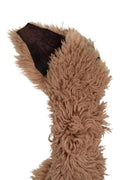 Reddish-brown CURLY HAIR sheepskin - shearling leather skin, soft wool material - back in brown wrinkled leather B19639-MNT La Garzarara