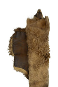 Brown shaded natural WOOL leather - SHEARLING hairy sheepskin, straight hair , fluffy material for boots /garments B19642-MNT La Garzarara