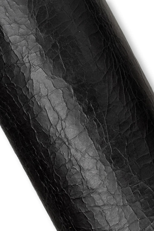 Black WRINKLED crackled leather hide, glossy SPORTY soft calfskin 0.6 - 0.9 mm for crafters B19677-TB La Garzarara