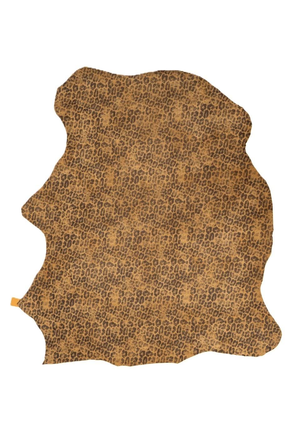 LEOPARD textured leather skin, animal printed SUEDE goatskin, black cheetah pattern on hide B19734-ST La Garzarara